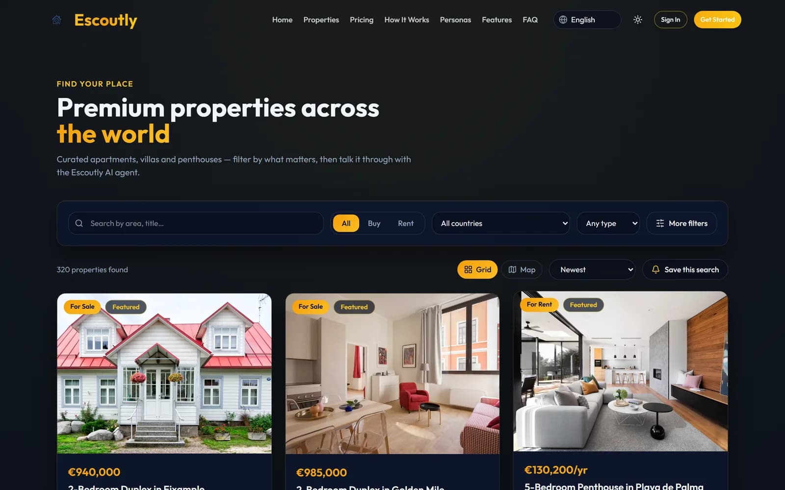 Escoutly property search across global markets